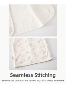 Détails du gilet en coton sans couture pour bébé avec imprimé pêche et pressions