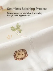 Pyjama thermique en coton pour bébé avec imprimé lion et détails de couture lisse