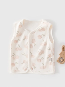 Gilet Double Couche en Coton pour Bébé Imprimé Dessin Animé Sans Manches Cardigan Décontracté Confortable pour Nouveau-nés Nourrissons Automne Hiver
