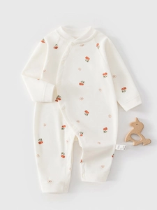 Pure Cotton Baby Romper Long Sleeve Boneless Pajamas For Newborn Boys Girls Autumn Winter Fruit Animal Printed Bodysuit Crawler