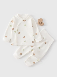 Ensemble Pyjama en Coton pour Nouveau-Né Protection Ventre Taille Haute Haut à Manches Longues Et Pantalon Vêtements de Détente Imprimé