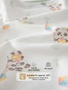 Cotton baby clothing set with panda print, 40s high density Xinjiang cotton material