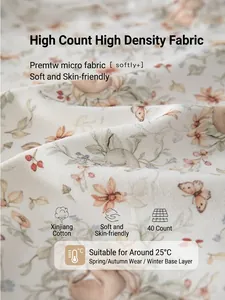 Floral baby girl pajamas set in 40s high-density Xinjiang cotton for spring wear