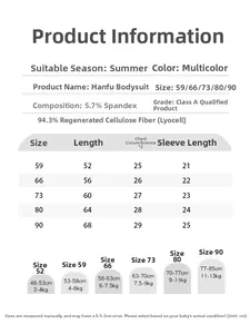 Size chart for baby long sleeve bodysuit with Lyocell fabric and spandex details