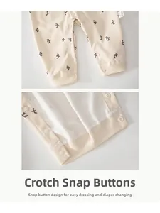 Close-up of the easy snap button crotch on a sweet cotton baby girl romper jumpsuit