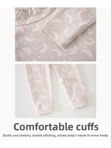 Detailed view of elastic cuffs and double stitching on cotton baby pajama set