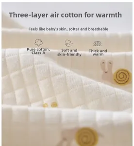 Macro detail of Class A pure cotton fabric with 3-layer air cotton and snail print
