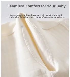 Detail of baby thermal romper featuring smooth four-needle six-thread flatlock stitching
