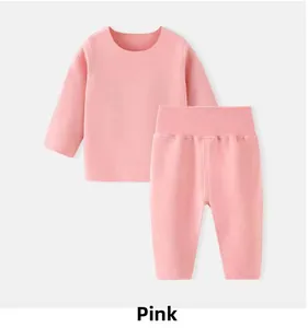 Ensemble de sous-vêtements thermiques roses avec pantalon taille haute pour bébé fille