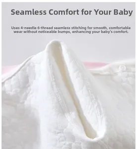 Detail of baby thermal wear featuring four-needle six-thread seamless stitching technology