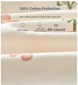 Close-up of 100% cotton fabric with 40s yarn and soft floral print for baby clothes