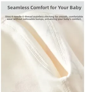 Close-up of seamless flatlock stitching on soft cotton newborn bodysuit fabric