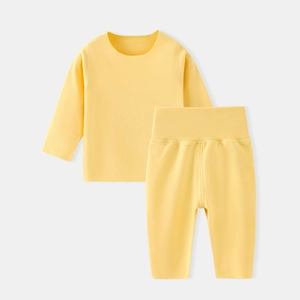 Ensemble pyjama thermique deux pièces pour bébé jaune citron avec pantalon à taille haute