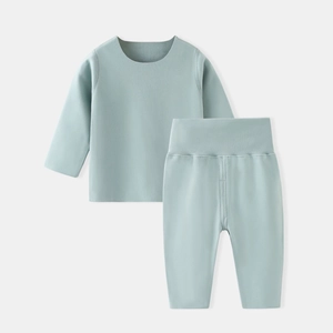 Ensemble sous-vêtements thermiques bébé vert menthe avec pantalon taille haute et haut