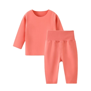 Ensemble sous-vêtements thermiques bébé rose corail avec pantalon taille haute et polaire