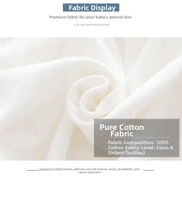 Detailed view of white 100% cotton jacquard fabric with Class A safety for infants