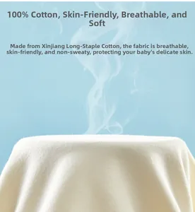 Macro shot of breathable organic cotton fabric for newborn baby jumpsuits