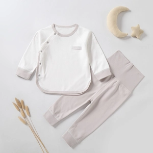Baby Thermal Underwear Set 100% Cotton High Waist Belly Protection Soft Long Sleeve Top And Pants Pajamas For Newborn 0-24 Months