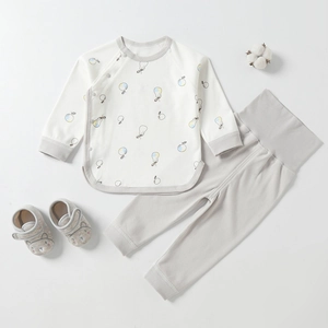 Baby cotton thermal pajamas set with high waist pants and pear prints for autumn
