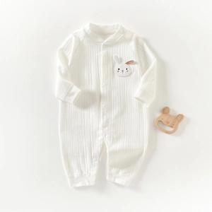 Baby Romper 100% Cotton Long Sleeve Infant Jumpsuit Seamless Ribbed Knit One-Piece Newborn Boys Girls Cartoon Bear Clothes