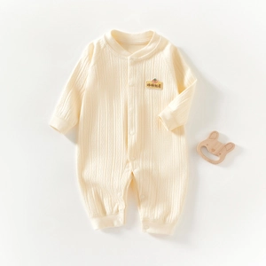 Barboteuse Bébé en Coton à Manches Longues Tricot Nervuré Onesie Nourrisson Combinaison sans Os pour Printemps Automne Vêtements Bébé Doux