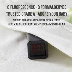 Baby cotton jumpsuit with green plant print showing 0.00 fluorescence safety test result