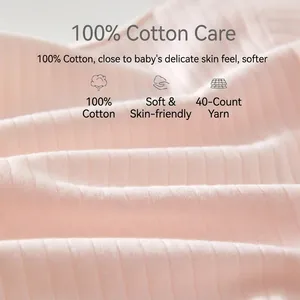 Barboteuse bébé en pur coton 40s rose, tissu en maille côtelée douce et respirante