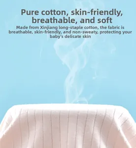Breathable 100% long-staple cotton baby bodysuit fabric with soft knit texture