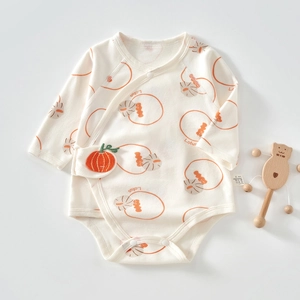 Barboteuse Nouveau-né Nourrisson Manches Longues 100% Coton Protection Ventre Double Couche Body Imprimé Pyjama Triangle