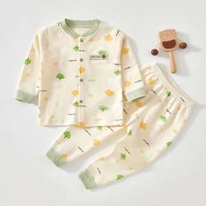 Infant Cotton Long Sleeve Lounge Set Breathable Bone-Free Pajamas For Newborn Toddler Boys Girls Soft Daily Sleepwear