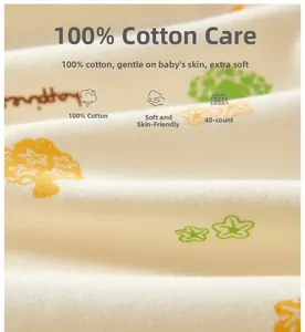 Close-up of 100% cotton fabric with 40s yarn and cartoon tree patterns for baby clothing