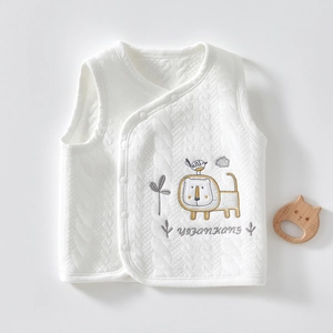 Gilet Caldo Trapuntato per Neonati Giacca Imbottita in Cotone Senza Maniche con Stampa Animale Cartone per Bambini Primavera Autunno Inverno