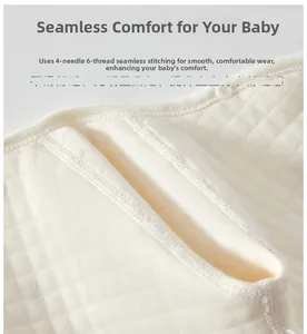 Macro detail of seamless 4-needle 6-thread stitching on soft cotton baby underwear