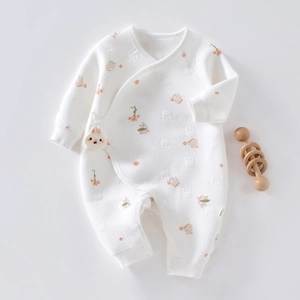 Newborn Baby Romper Quilted Cotton Jumpsuit Long Sleeve Warm Padded Bodysuit For Infants Toddlers Casual Sleepwear