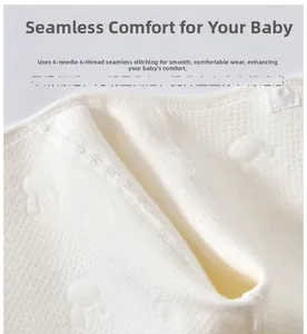 Detailed macro view of 4-needle 6-thread flatlock seams on soft cotton baby bodysuit