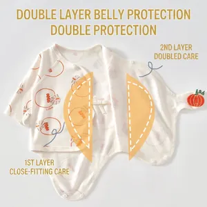 Body bébé en coton blanc avec imprimé floral et protection ventrale à double couche