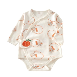 Body bébé en coton à manches longues avec motifs lotus et broderie de kaki