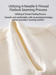 Baby padded thermal jumpsuit in cream air cotton with seamless 4-needle 6-thread stitching