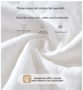 Detail of three-layer quilted air cotton fabric showing soft texture for baby rompers