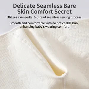 Newborn baby organic cotton bodysuit with seamless flat stitching and soft texture