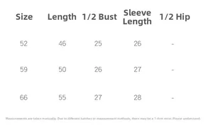 Tableau des tailles pour barboteuses bébé en coton avec mesures de buste et manches