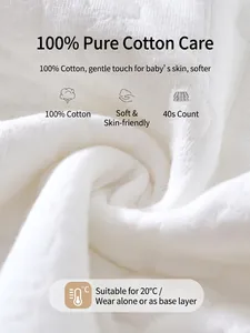 White 100% cotton newborn jumpsuit, 40s high-density knit for 20 degrees weather