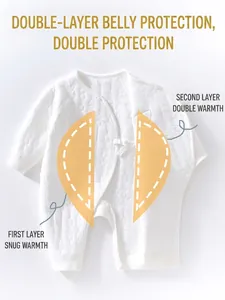 Barboteuse matelassée en coton pour nouveau-né avec double protection pour le ventre