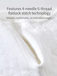 Detailed view of seamless stitching on a white padded baby romper with jacquard pattern