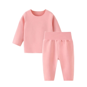 Rosa Thermo-Unterwäsche-Set für Babys mit High-Waist-Hose und weichem Fleece-Stoff