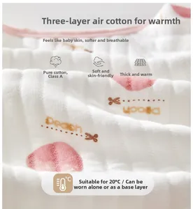 Détail du tissu en coton doux avec motif pêche pour bodies de bébé et barboteuses chaudes
