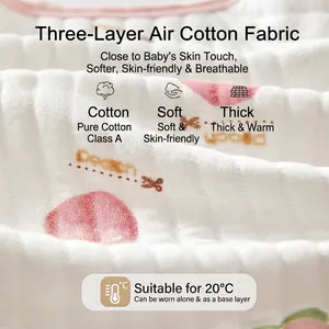 Body bébé en coton matelassé avec motif pêche pour vêtement thermique à 20°C