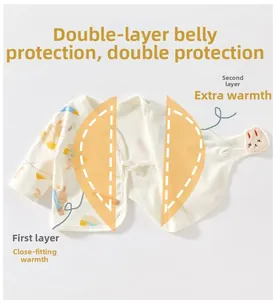 Détail du haut cache-cœur bébé montrant la double protection ventrale et motif lapin
