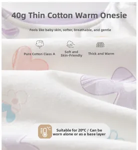 Detail view of 40g thin cotton newborn romper fabric with heart and flower patterns