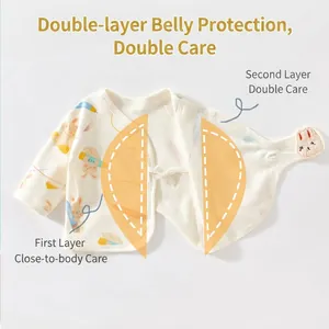 Haut kimono en coton pour nouveau-né avec imprimé lapin et double protection ventrale
